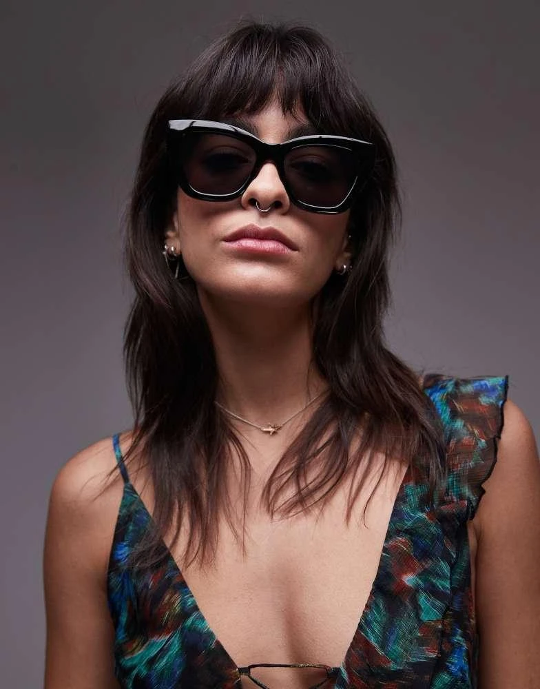 & Other Stories Black Sunglasses & Other Stories Angular Cat Eye Sunglasses | Wardrobe Icons main image 4
