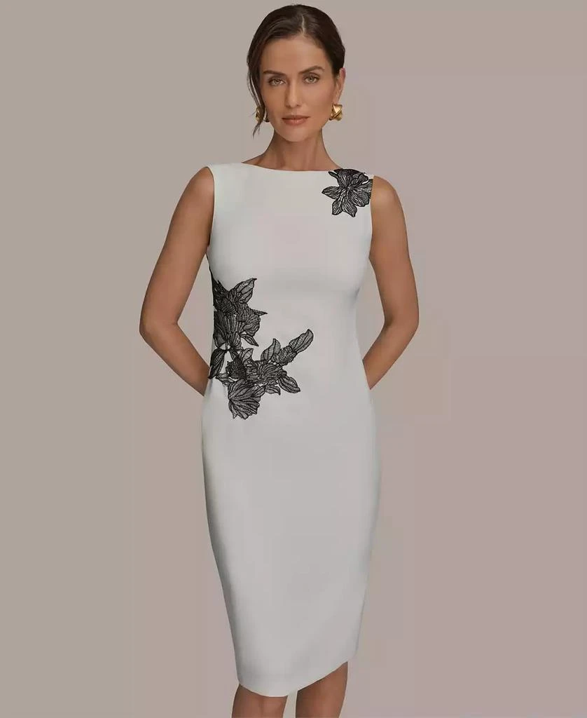 Donna Karan Women
s Sleeveless Embroidered Floral Sheath Dress 5