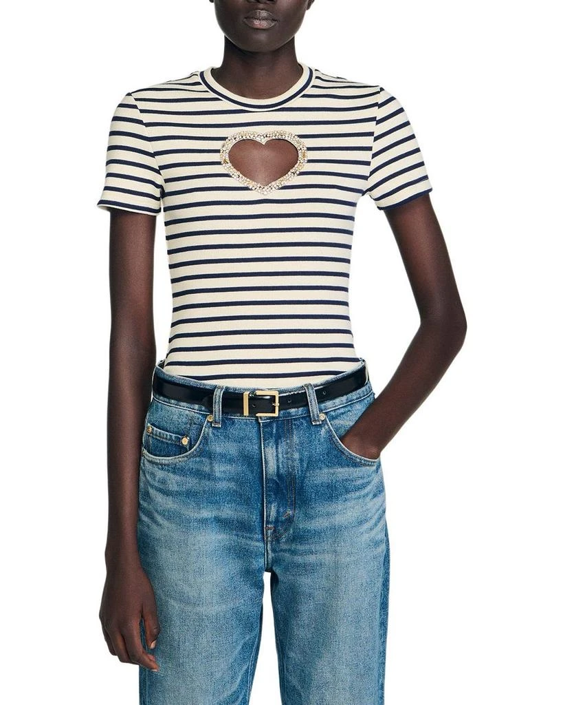 Sandro Rhinestone Heart Tee 1