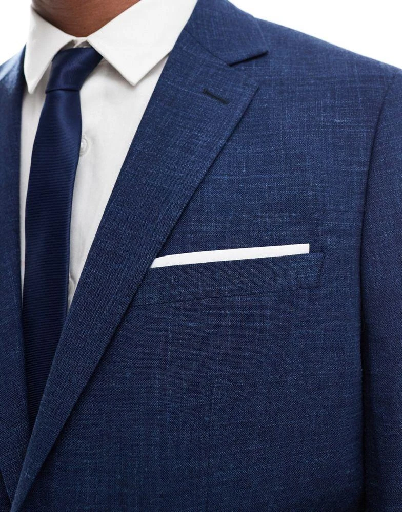 Selected Homme Selected Homme linen mix slim fit suit jacket in dark navy 3