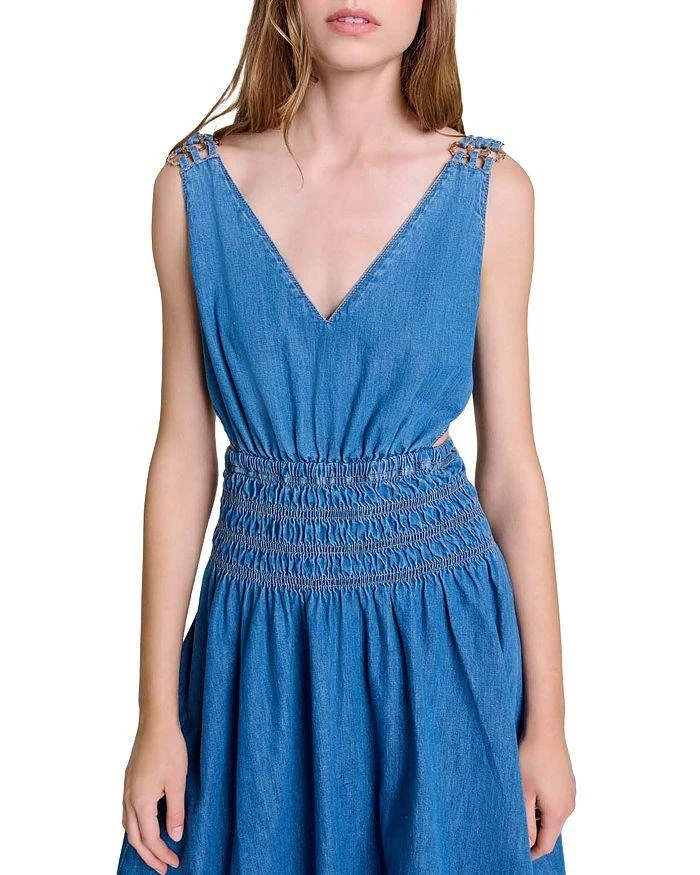 Maje Runim Cutaway Denim Maxi Dress 2