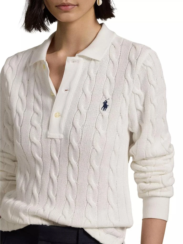 Ralph Lauren Cable-Knit Long-Sleeve Polo Sweater 5