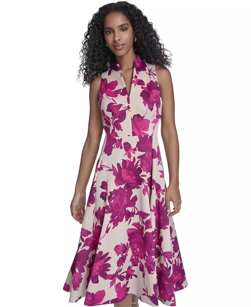 Calvin Klein Women's V-Neck Printed Midi Dress 3