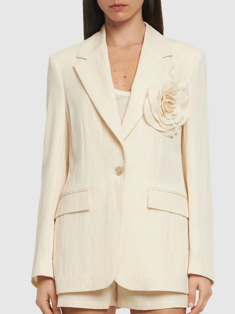 BLUMARINE Washed Gabardine Jacket W/ Rose Pin 2