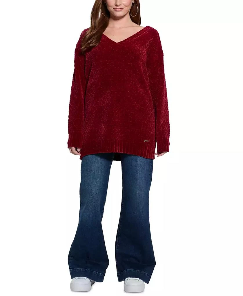GUESS Women's Talia Chenille V-Neck Tunic Sweater 5