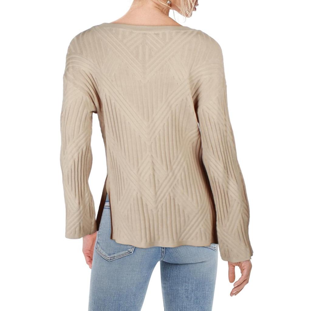 Adrienne Landau Womens Ribbed Cable Knit Pullover Sweater