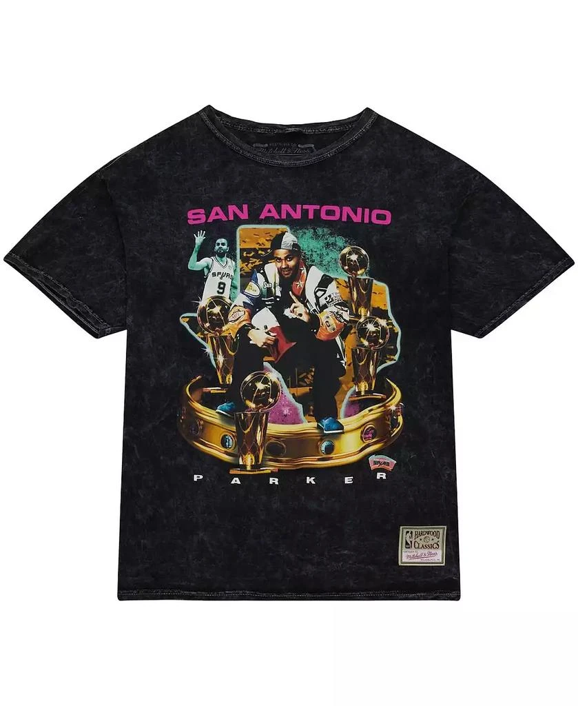 Mitchell & Ness Men's Tony Parker Black San Antonio Spurs Crowned T-shirt 3