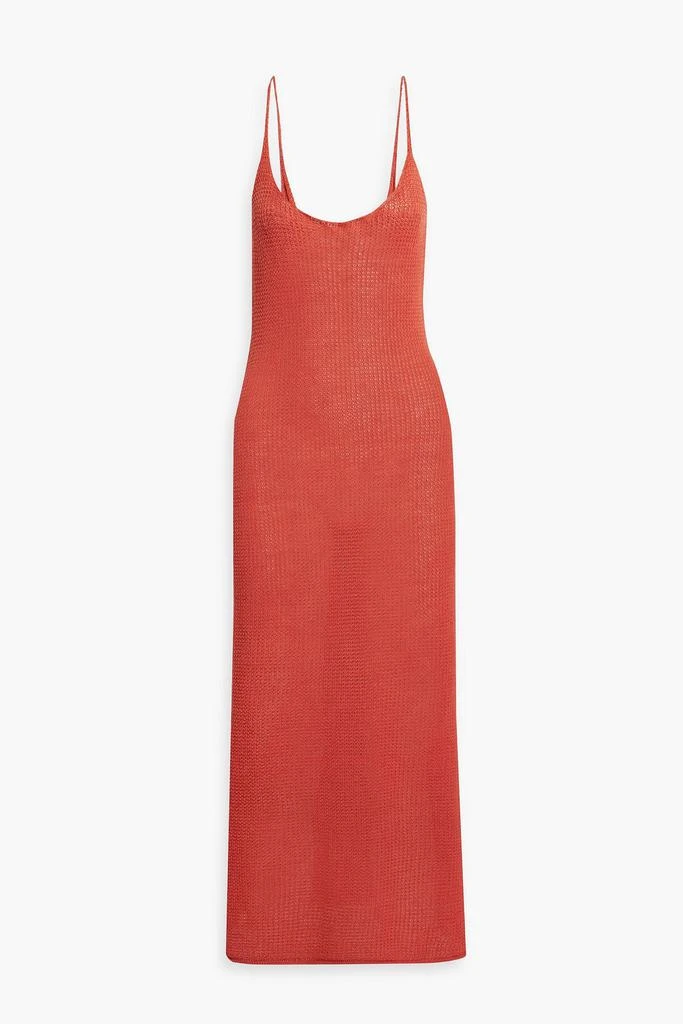 Onia Open-back crochet-knit linen midi dress - Papaya - L