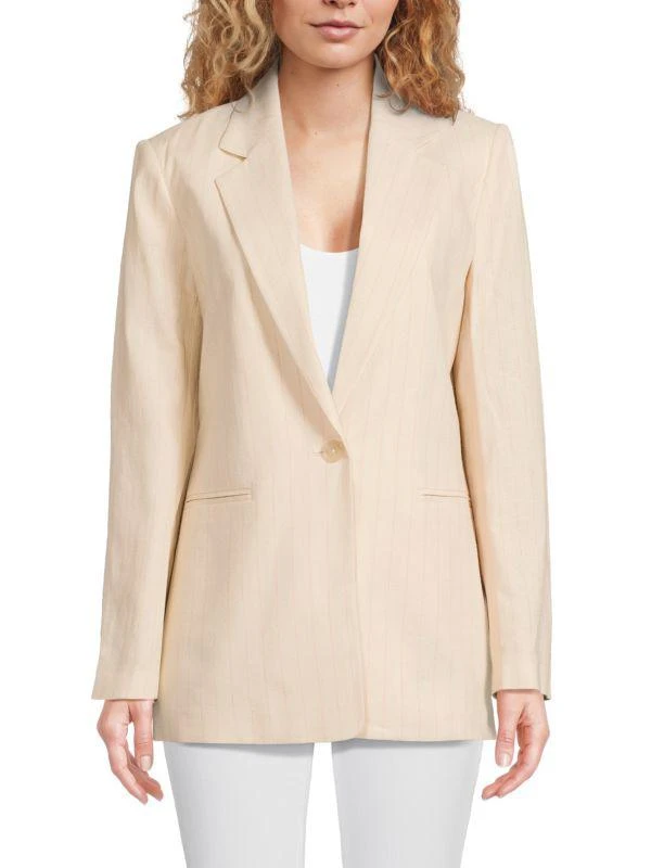 DKNY Unconstructed Striped Linen Blend Blazer 1