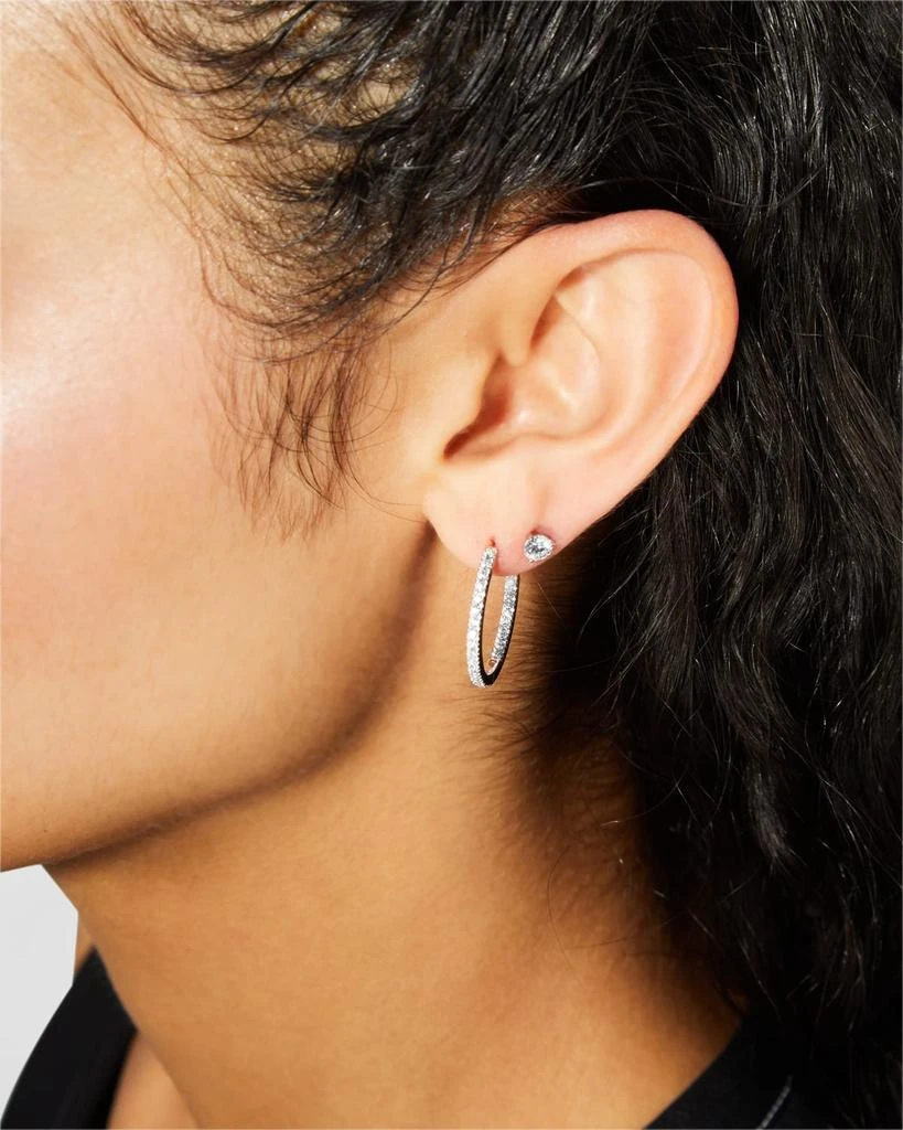 Memoire 18k White Gold Oval Hoop Earrings, 0.75tcw 6