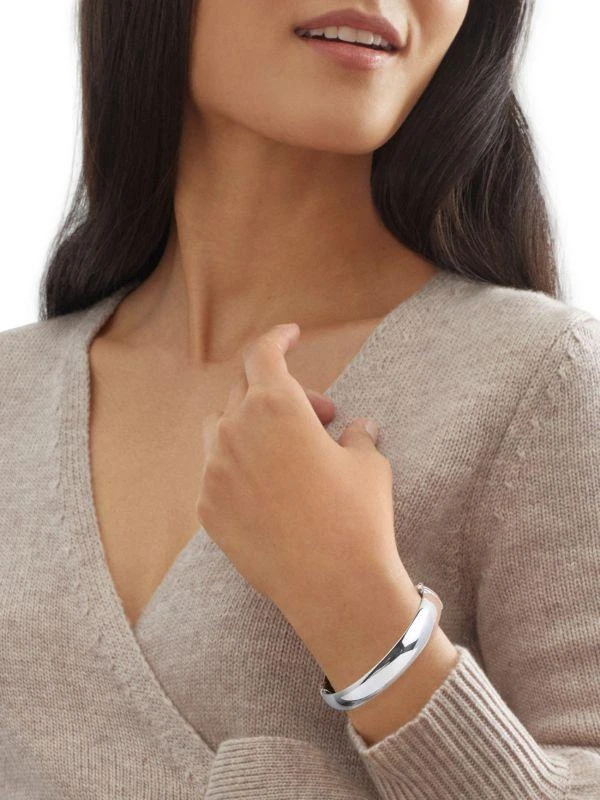 Saks Fifth Avenue Sterling Silver Hollow Hinge Bangle Bracelet 3