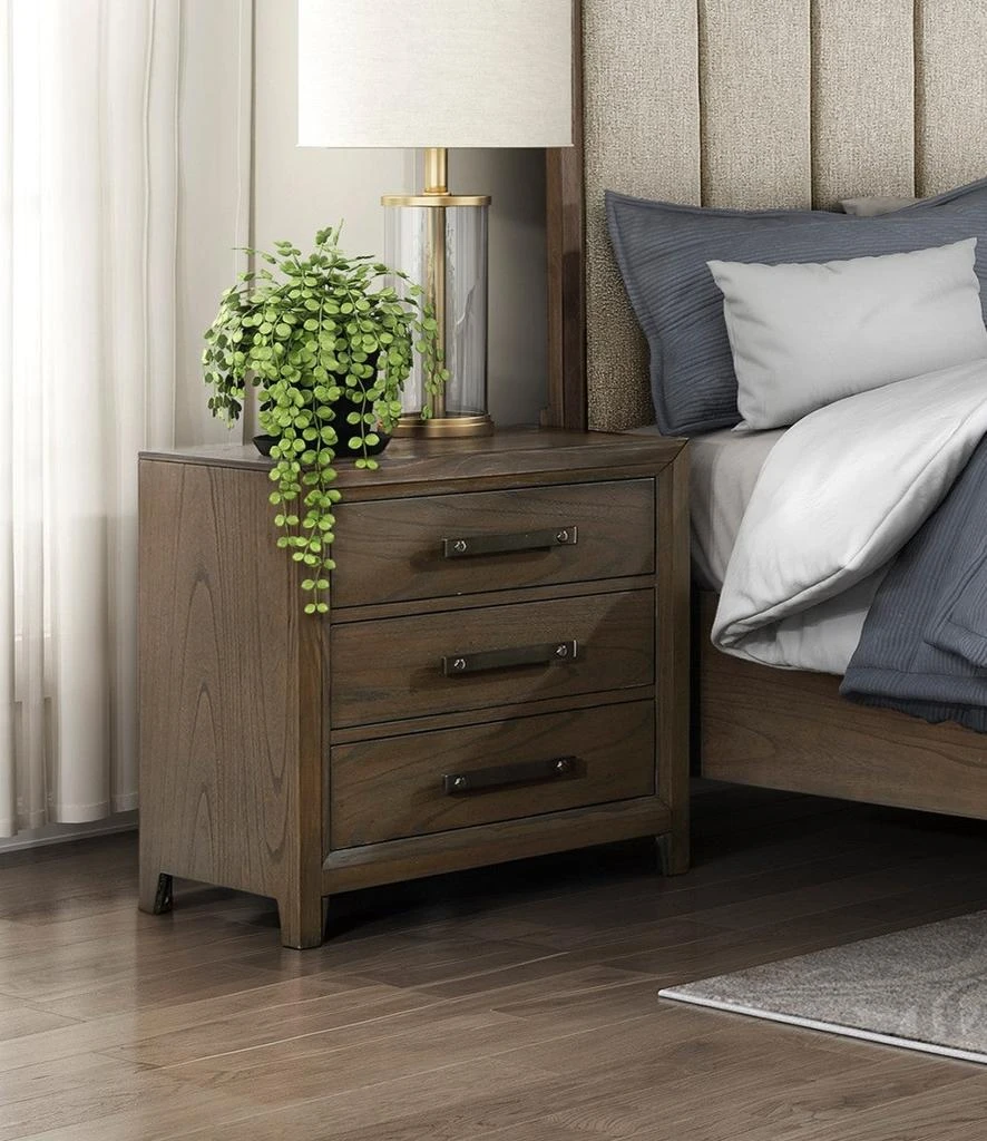 Simplie Fun Dark Walnut Finish Nightstand of 3 Drawers Classic Design Bedroom Furniture 1pc 5