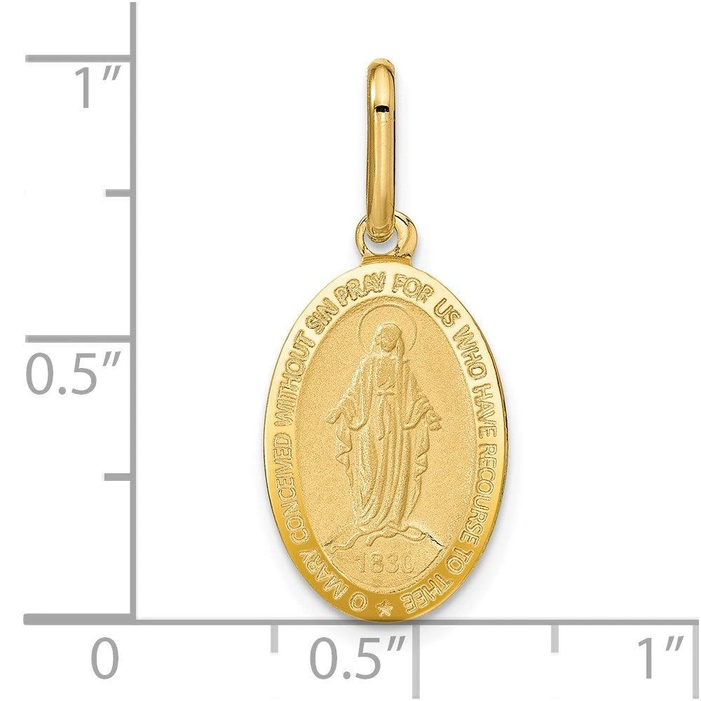 Diamond2Deal 14k Yellow Gold Polished and Matte Oval Miraculous Medal 4