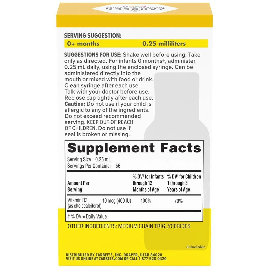 ZarBee's Naturals Baby Vitamin D Supplement Fragrance-Free 2