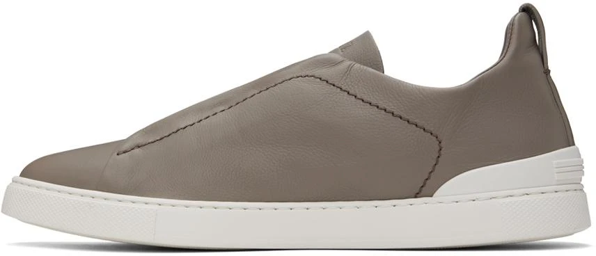 Zegna Gray SECONDSKIN Triple Stitch Sneakers 3