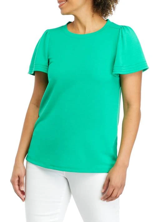 Crown & Ivy™ Ivy Womens Flutter Sleeve Swing Baby Terry T Shirt 1