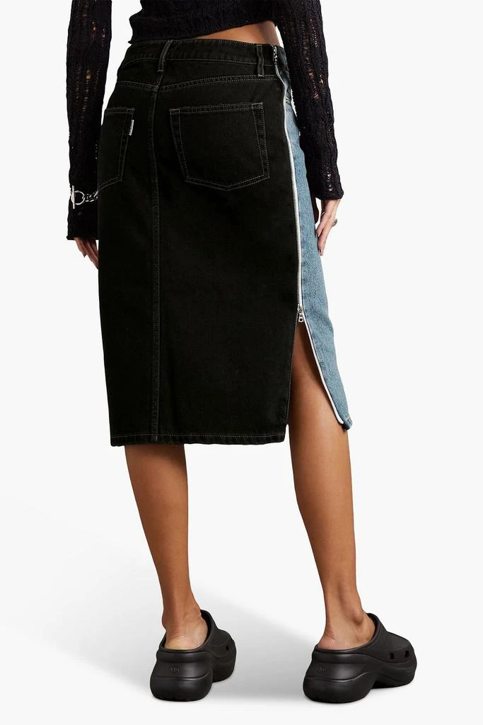 GAUCHERE Zip-detailed two-tone denim midi skirt 3
