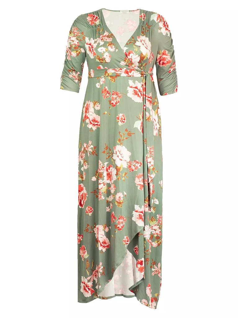 Kiyonna Meadow Dream Floral Wrap Maxi Dress 1
