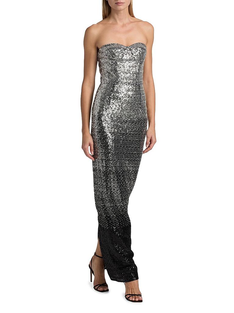 BRONX AND BANCO Geisha Sequined Strapless Maxi Dress