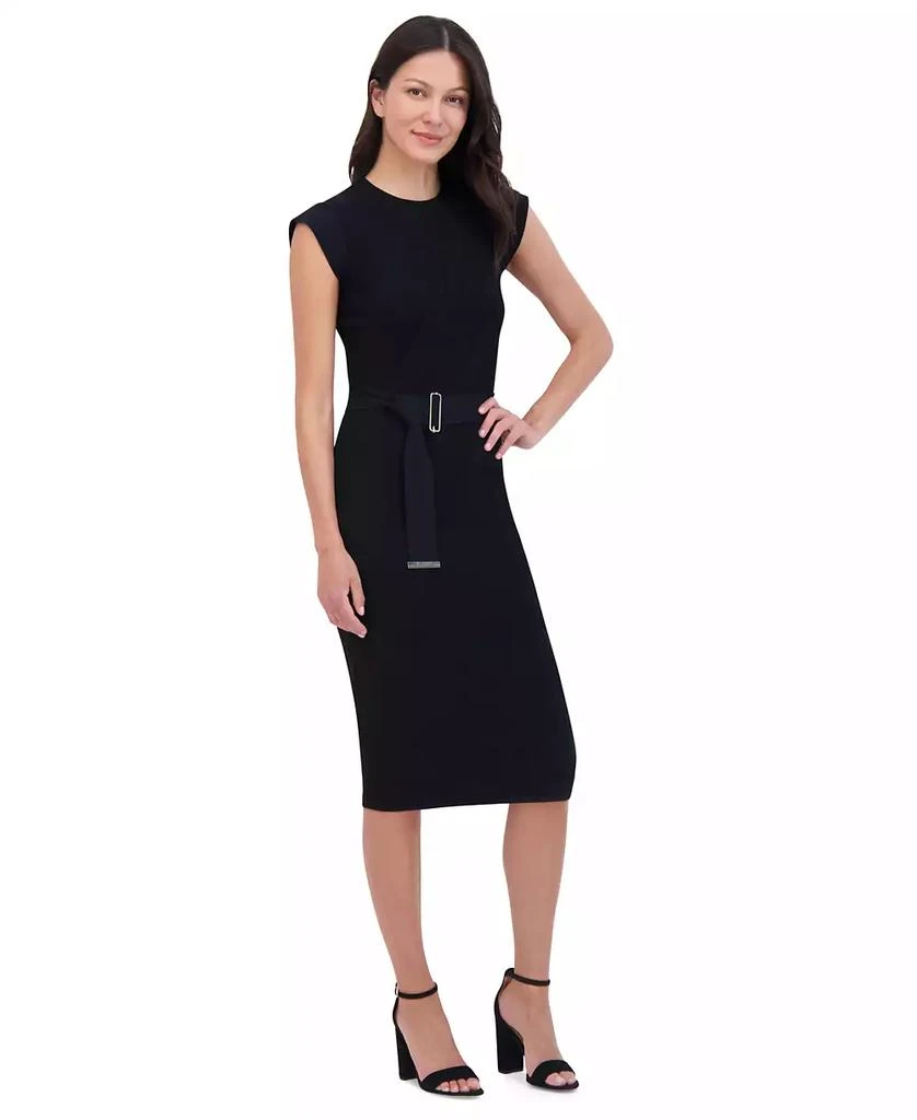Vince Camuto Petite Round-Neck Belted Short-Sleeve  Dress 3