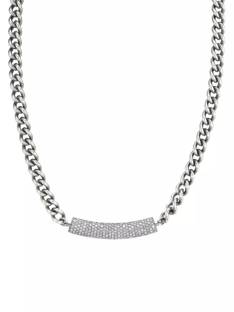Sheryl Lowe Short Curb Chain Sterling Silver & 1.77 TCW Diamond Necklace 1