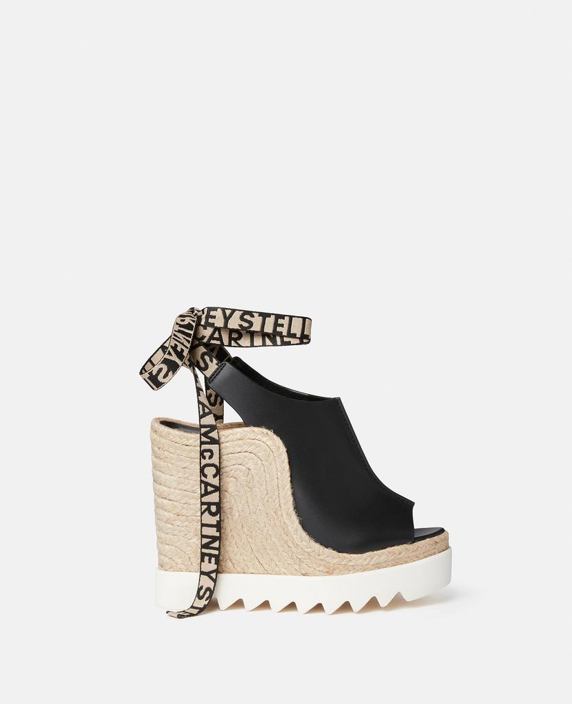Stella McCartney Stella McCartney - Gaia Alter Mat Peeptoe Wedge Espadrilles, Woman, Black, Size: 41