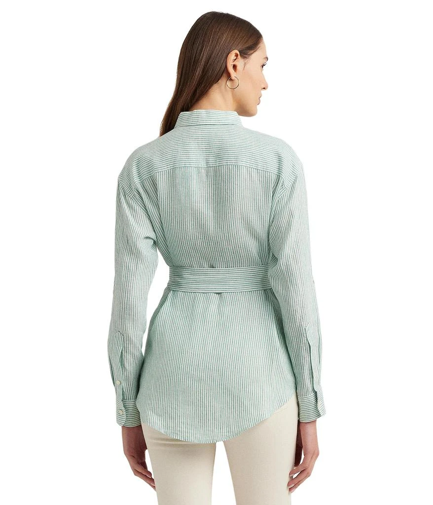 Ralph Lauren Petite Relaxed Fit Striped Belted Linen Shirt 2