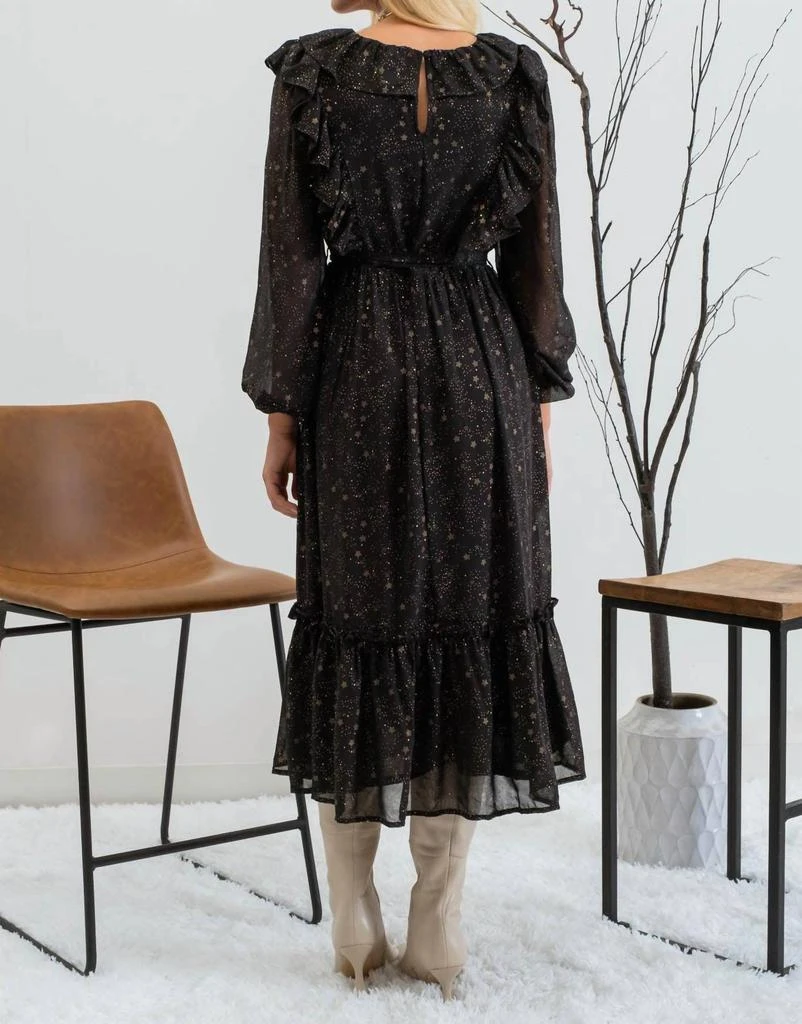 Moon River Moon River - Shirred Chiffon Ruffle Midi Dress 2