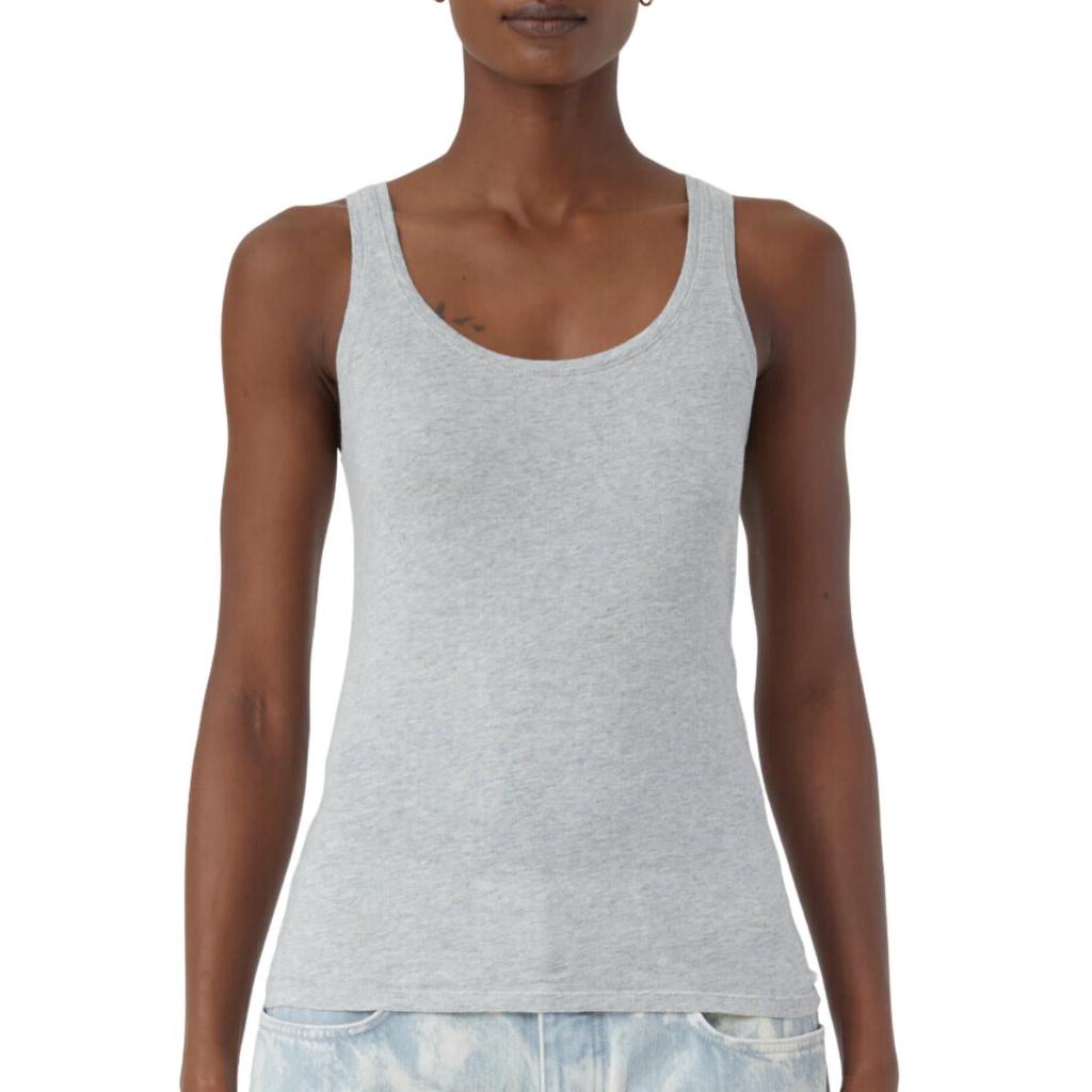 Closed Pure Cotton Tank In Light Grey Melange