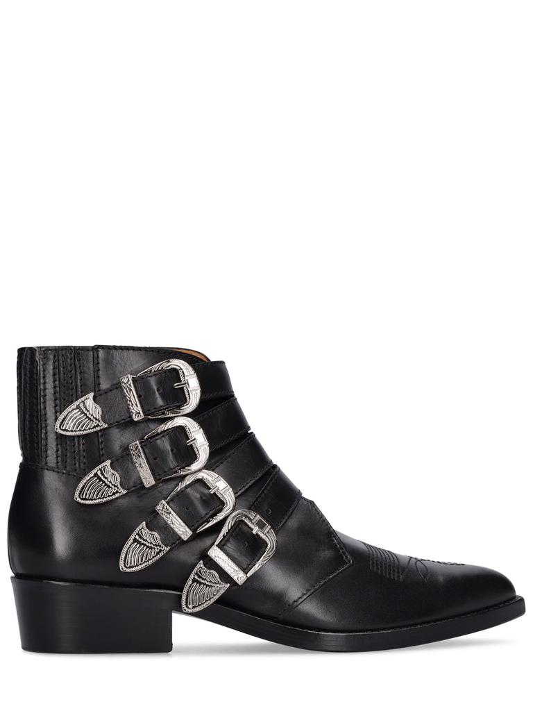 Toga Virilis Leather Boots W/ Silver Buckles