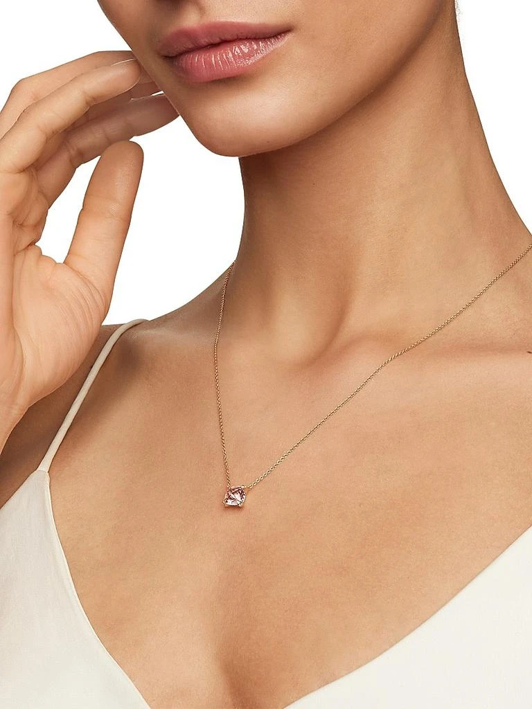 David Yurman Petite Chatelaine Pendant Necklace in 18K Rose Gold with Morganite and Diamonds, 7mm 2