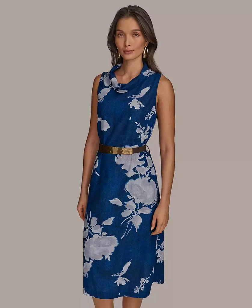 Donna Karan Women's Missy Cowl Neck Belted Sheath Dress 2