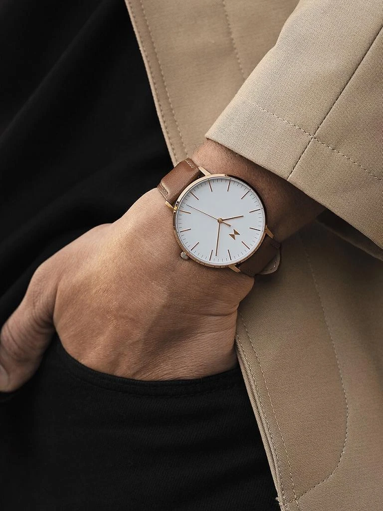 MVMT Legacy Slim Eagle Tan Leather Strap Watch 4