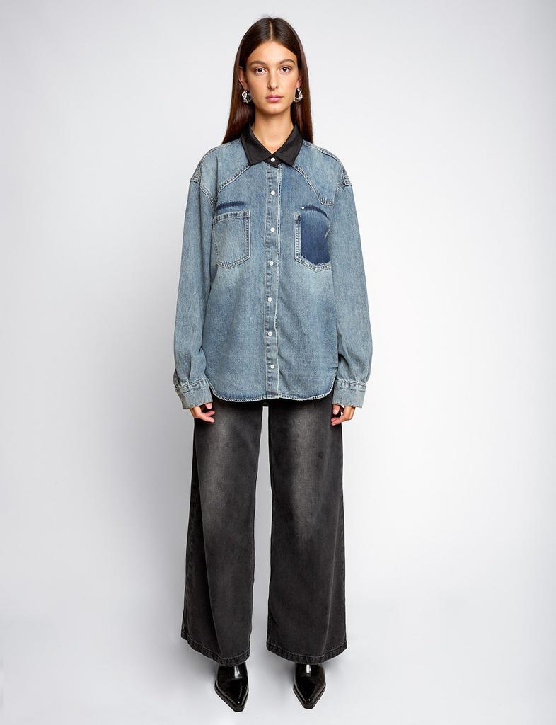 Pixie Market Two Tone Denim Shirt