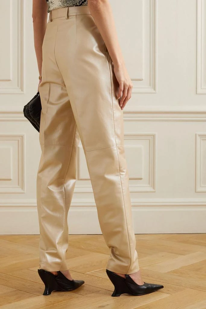 Akris Fidelia pleated glossed-leather tapered pants 3