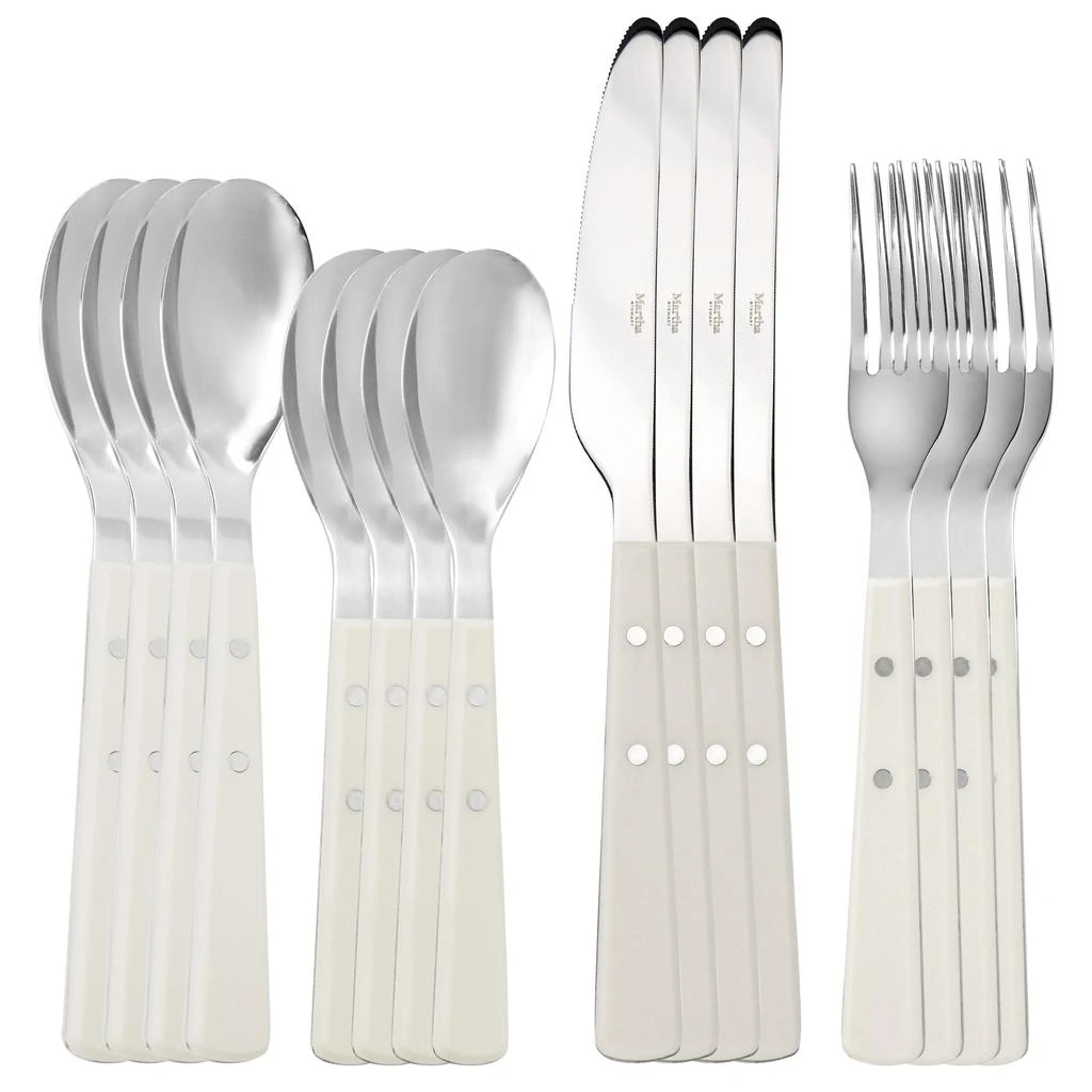 Martha Stewart Garden Cottage 16 Piece Stainless Steel Flatware Set in Cream 2
