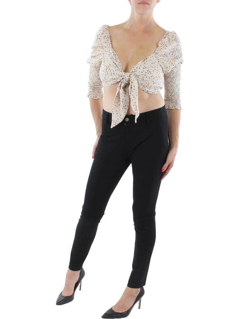LOVE TREE Womens Floral Tie Front Cropped 1