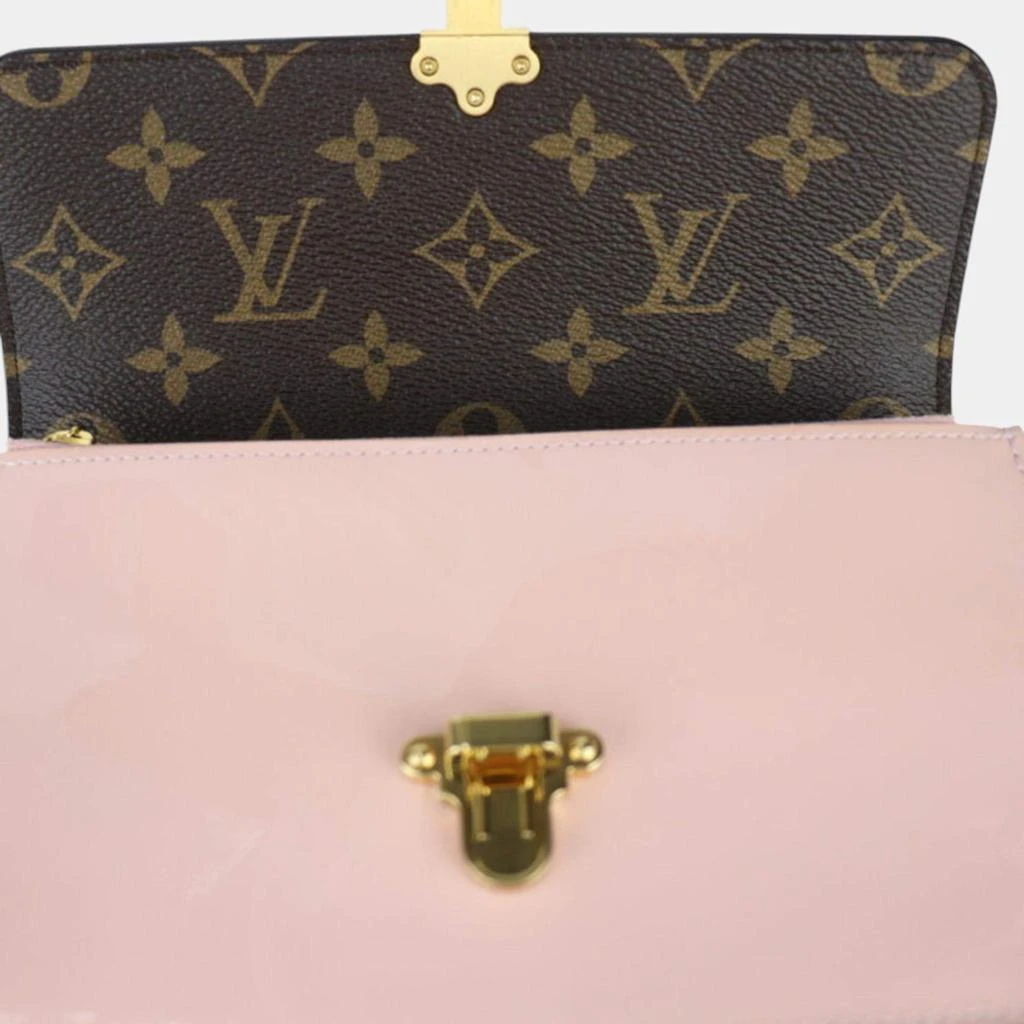 Louis Vuitton Louis Vuitton Patent Calf Leather x Monogram Canvas Rose Ballerine Brown Portefeuille Cherrywood Chain Wallet Clutch 7