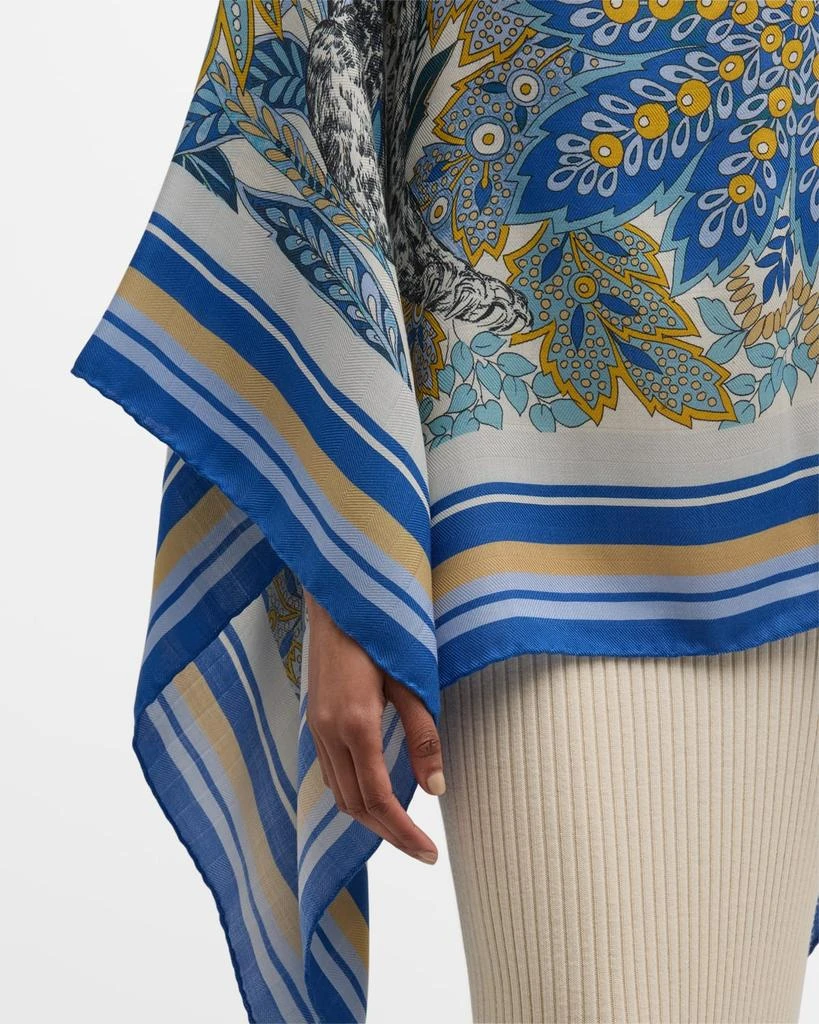 Rani Arabella Amazonia Cobalt Print Cashmere-Blend Poncho 5