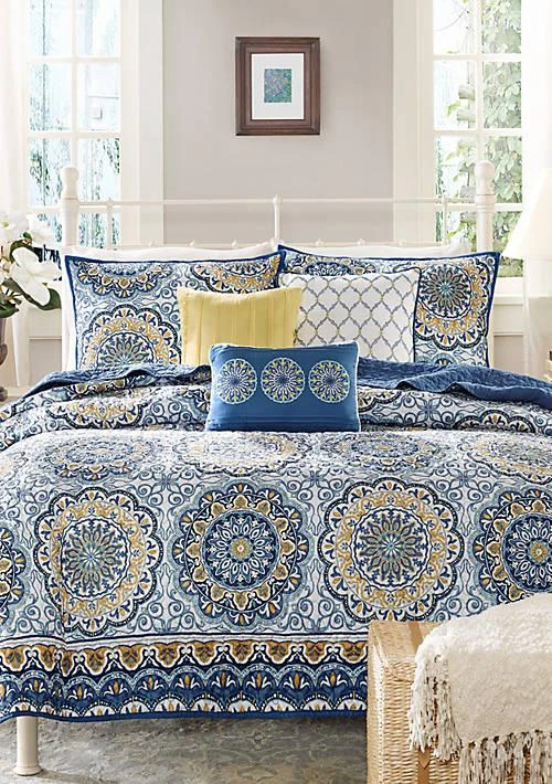 Madison Park Park Tangiers 6 Piece Blue Coverlet Set 1