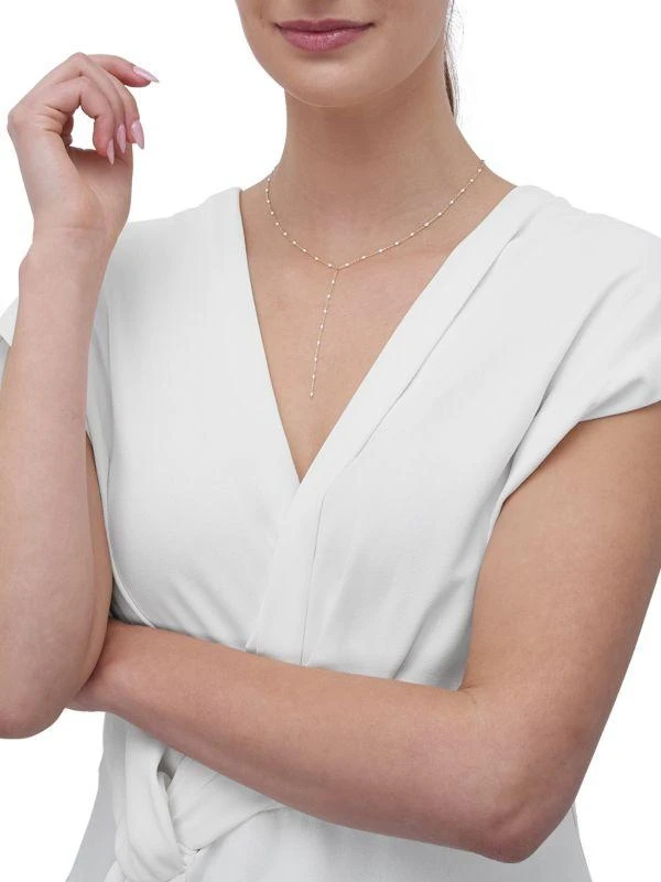 Saks Fifth Avenue 14K Yellow Gold 
Enamel Bead Lariat Necklace 3