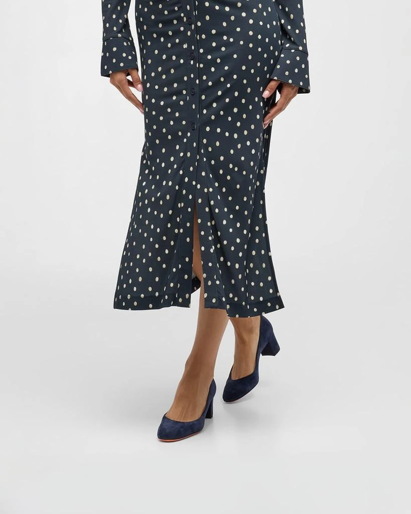 Santoni Suede Block-Heel Pumps 2