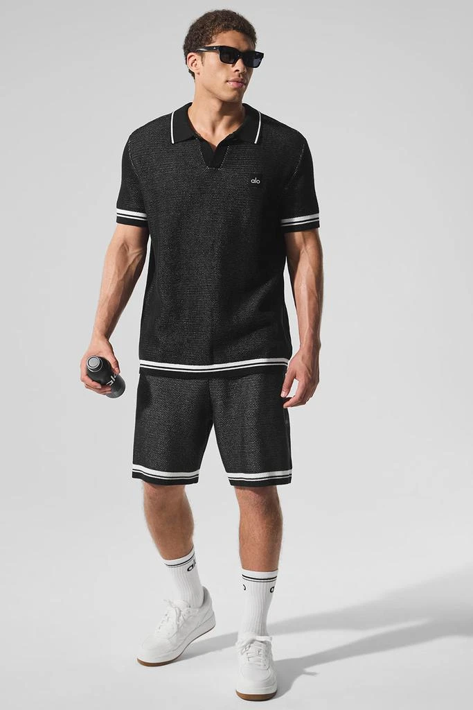 Alo Sports Club Sweater Knit Polo - Black 3