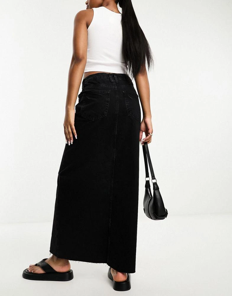 River Island River Island split front denim maxi skirt in black 4