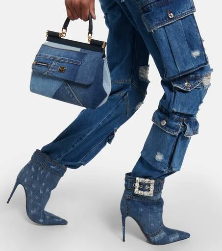 Dolce & Gabbana Embellished denim ankle boots 4
