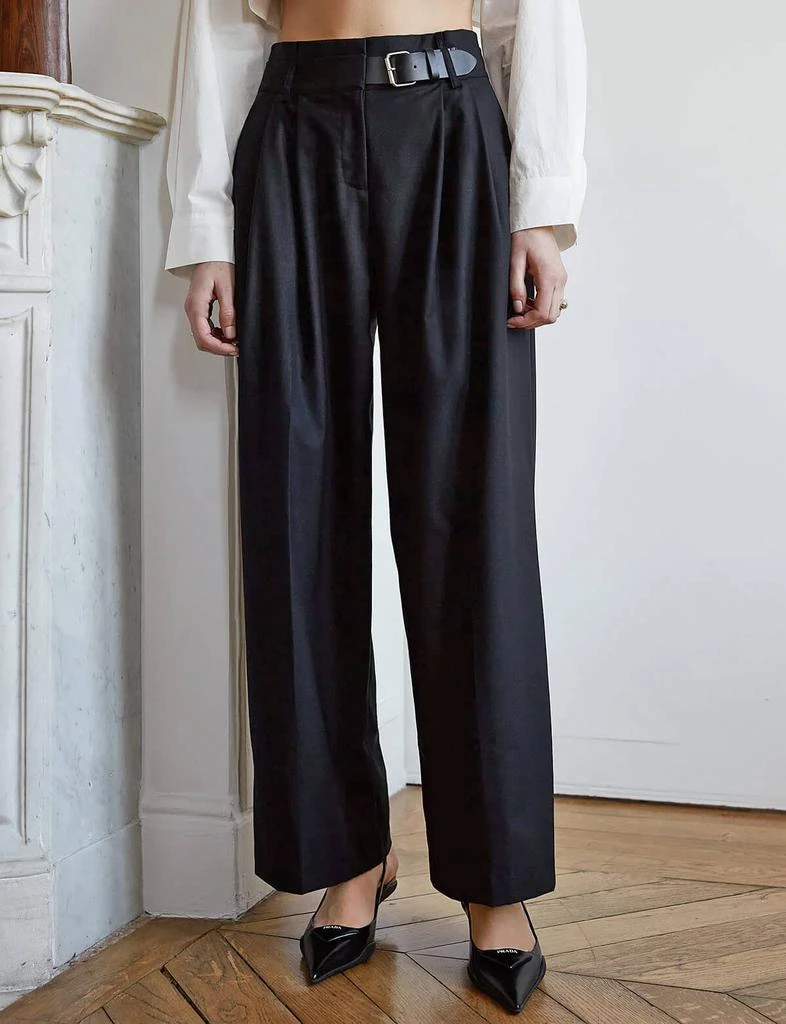 Pixie Market Black Belted Wide Leg Pants-BESTSELLER