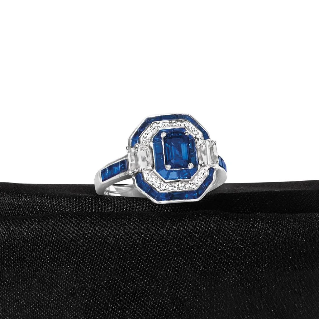 Ross-Simons Ross-Simons Sapphire Ring With Diamond Accents in 14kt White Gold 3