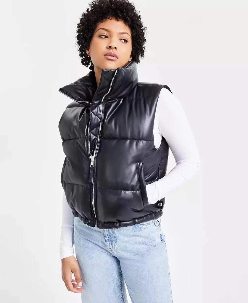 S13 Women's Faux-Leather Stand-Collar Puffer Vest 1