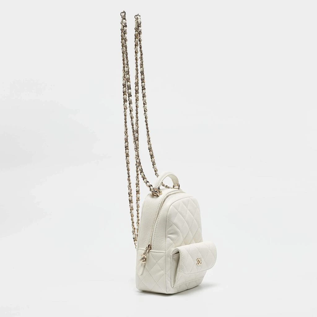 Chanel Chanel White Quilted Caviar Leather Mini CC Classic Backpack 3