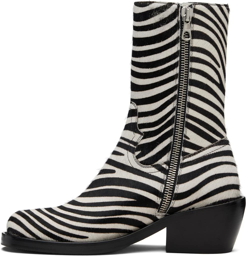 Dries Van Noten Black 
White Zip Boots 3